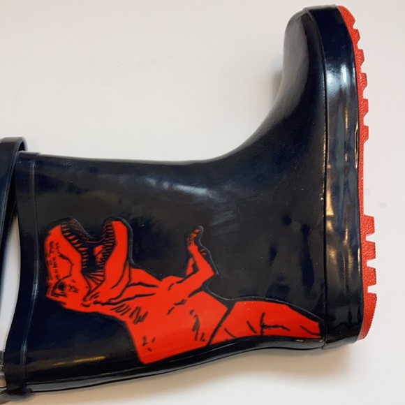 🌸NWT Gymboree T-Rex Dinosaur Rain Boots with Red Soles - Picture 3 of 10